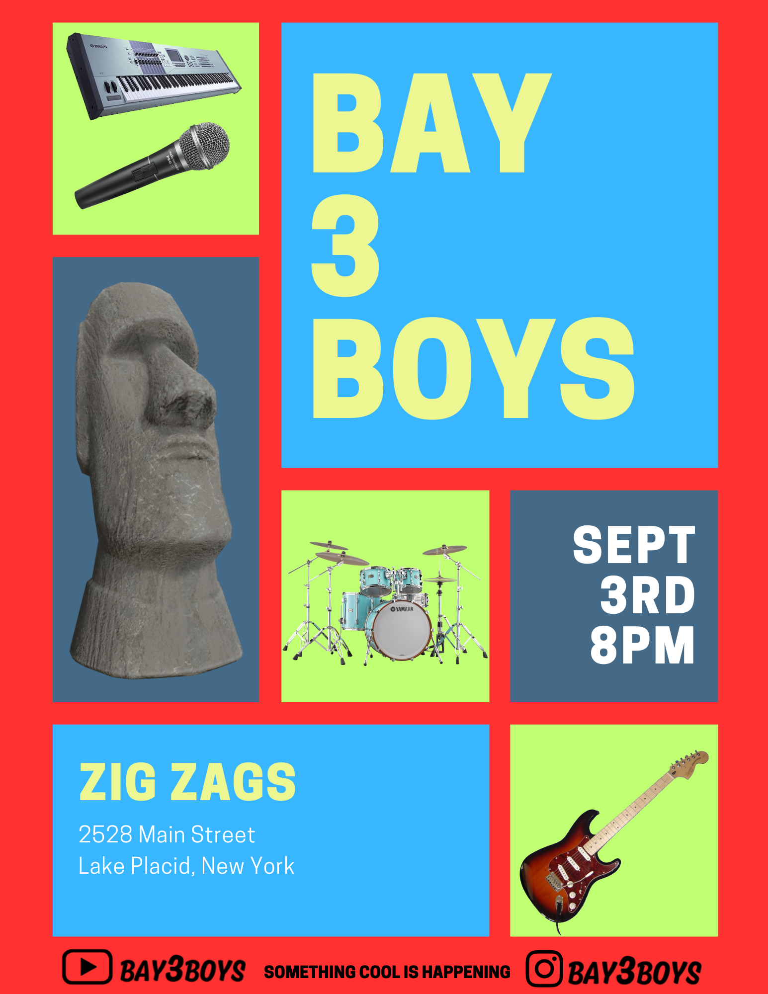 Bay 3 Boys band poster for Zig Zags performance