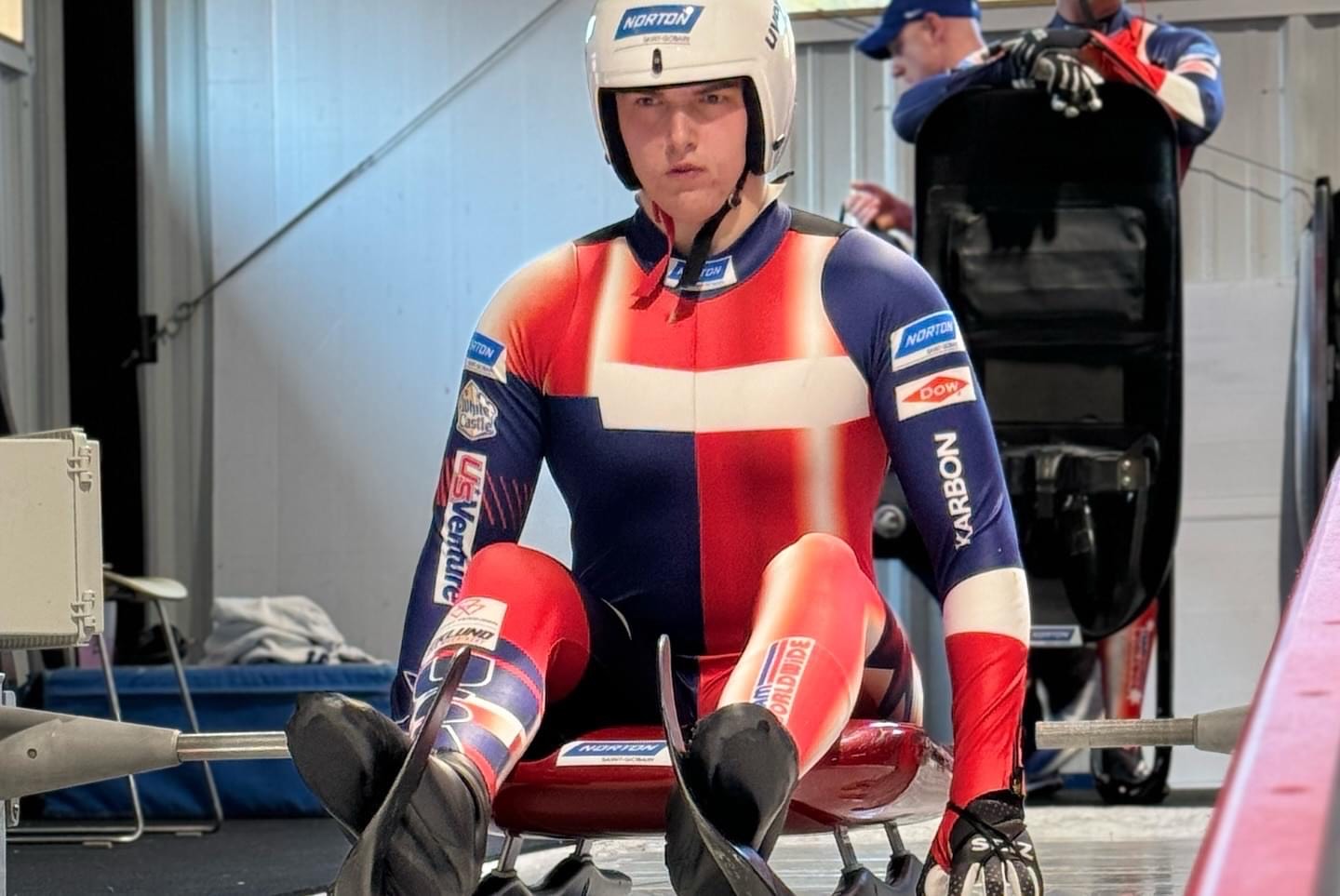 Logan Barnes in Team USA luge racing suit
