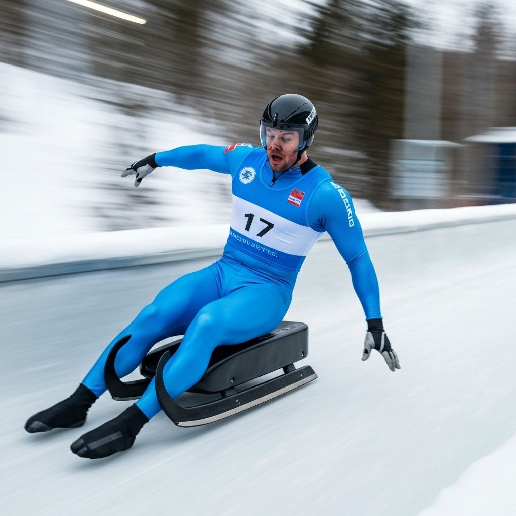 Luge athlete at start
